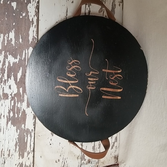 Round Serving Tray with Handles , Bless our Nest - Picture 2 of 5